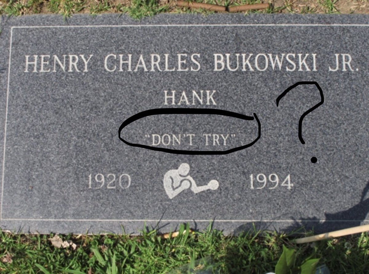 It’s on his headstone and it was his stated philosophy on life and art. Ever wonder what #Bukowski meant by “Don’t try?” Watch and find out: youtu.be/3k3zVyjc5ag