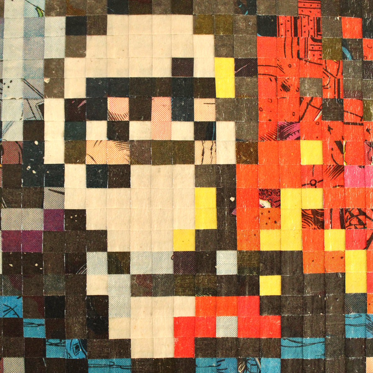gamecolorwheel's tweet photo. Very happy to have a collage of @DHDaveHarding on my wall! He pixelated this Storm Shadow picture and used original G.I.Joe comics to create the colors for each pixel. Very carefully made “pixel by pixel” using only comics, glue and canvas. https://t.co/UFrxPl60GG