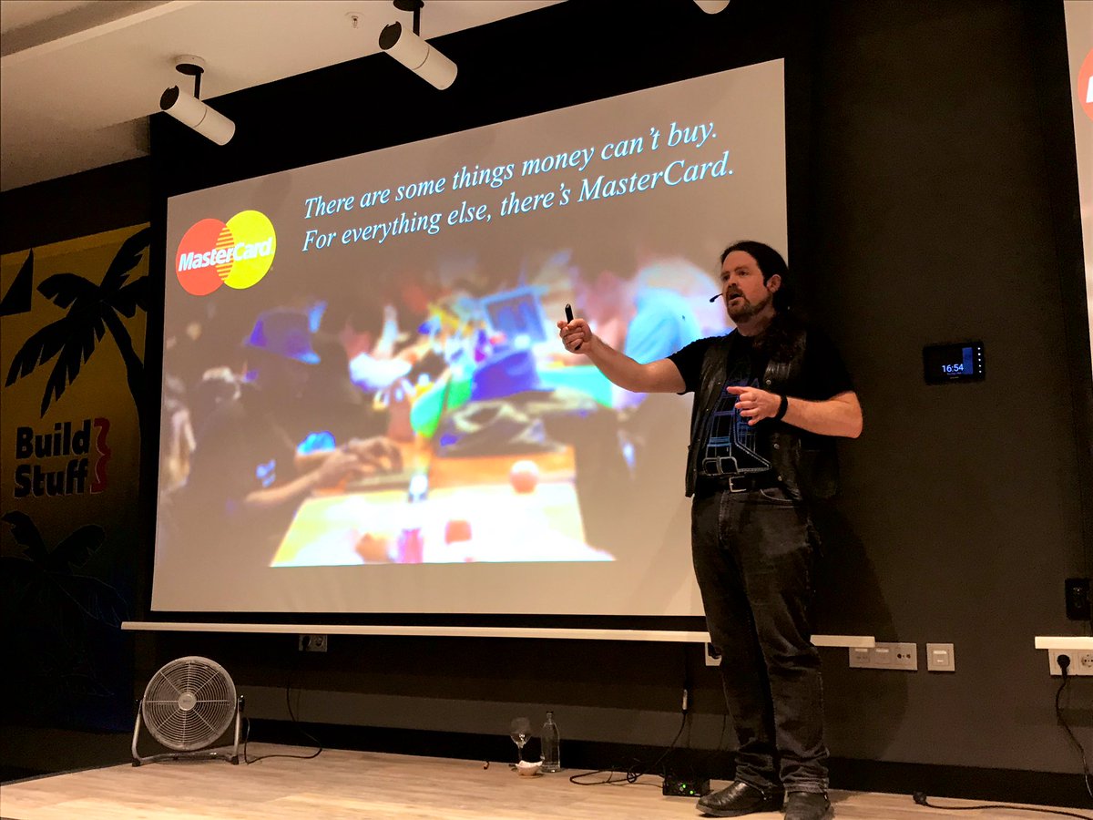 DataDuke's tweet photo. KEYNOTE by @dylanbeattie at #BuildStuffES @BuildStuffLT on software architecture and duties of an architect! โNEVER use PowerShell WHEN you can use MasterCardโ and more common missunderstandigs at #codereviews #agilemanifesto and #hexagonalarchitecture plus better #communication https://t.co/GxljodKFxF