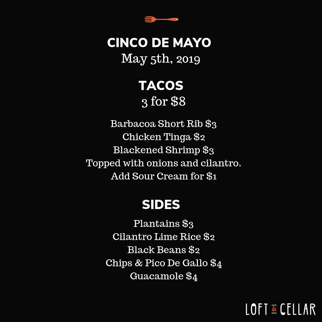 3 tacos for $8? Yep, you read that right! Join us on Sunday for our Cinco de Mayo specials!⁣ #cincodemayo #allthetacos #cltdining