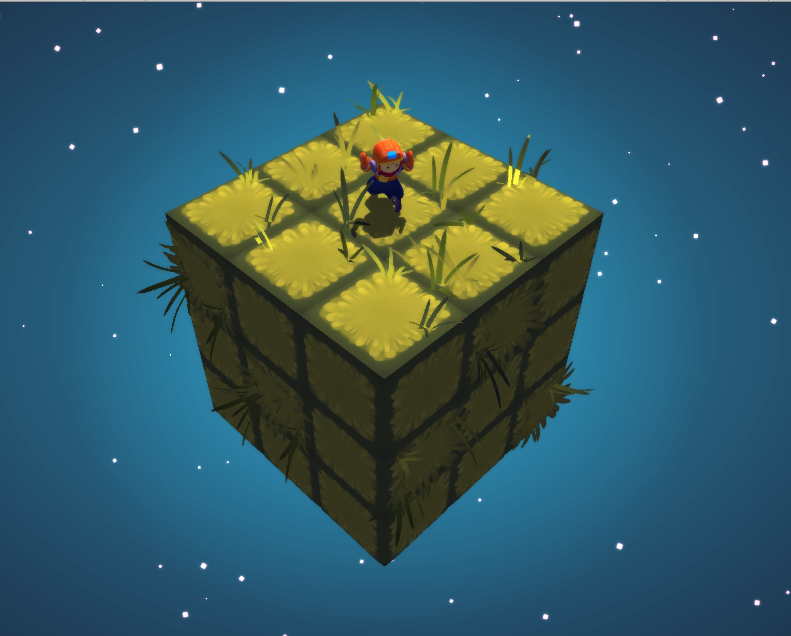 _Cubiverse's tweet photo. Welcome to this week's edition of "how many ways can I place the same 3 grass assets on a cube?" featuring "get off my lawn!" main character. #indiedev #gamedev #madewithunity https://t.co/jxzea3W1iO