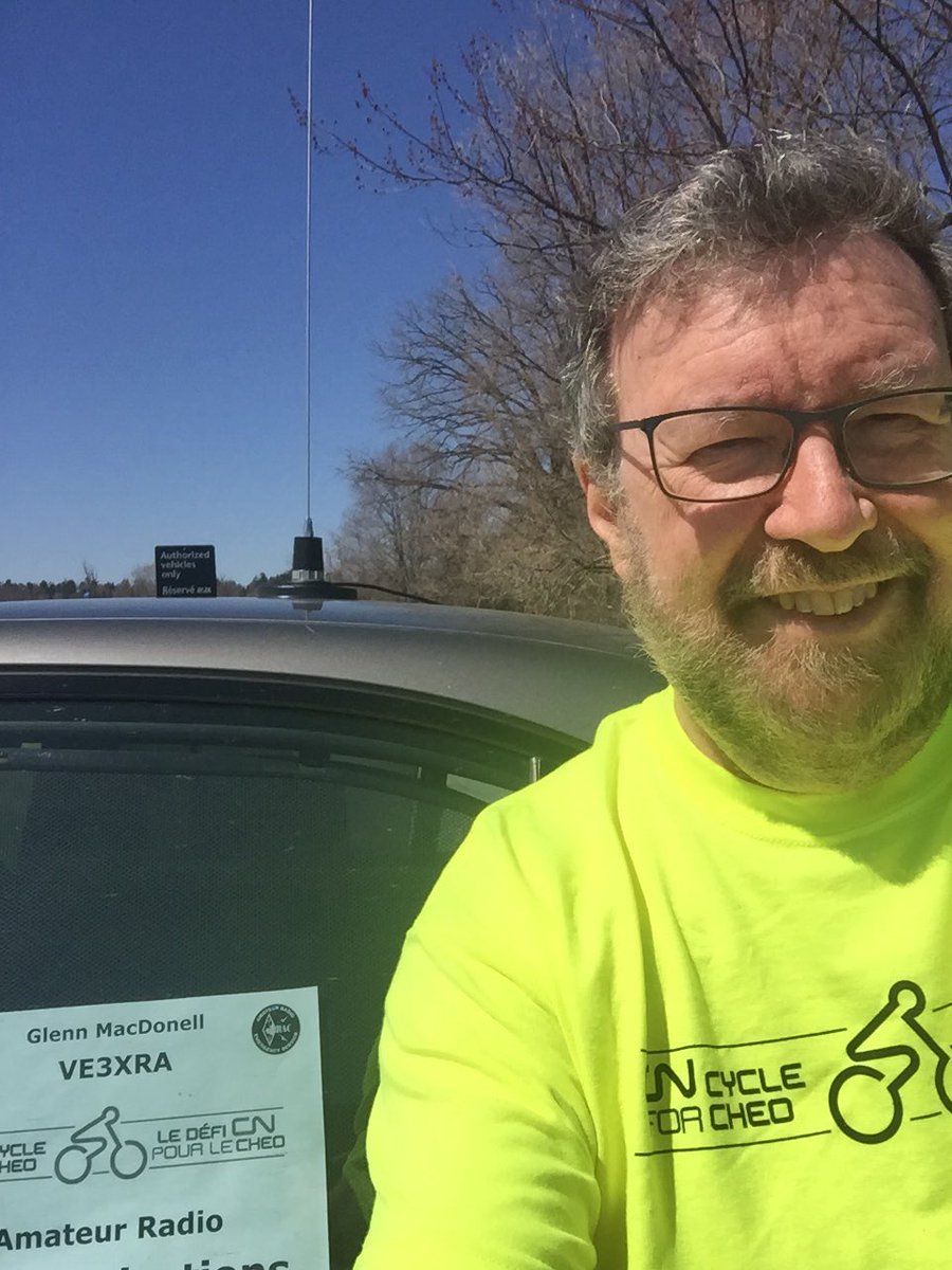VE3XRA's tweet photo. One of 30 Radio Amateurs providing communications for charitable event supporting the Children’s Hospital of Eastern Ontario in Ottawa. Some from fixed locations along routes, others using radios with APRS ride or walk the various routes. ⁦@RACTWEETS⁩  #ottnews https://t.co/W27iyXu9ds