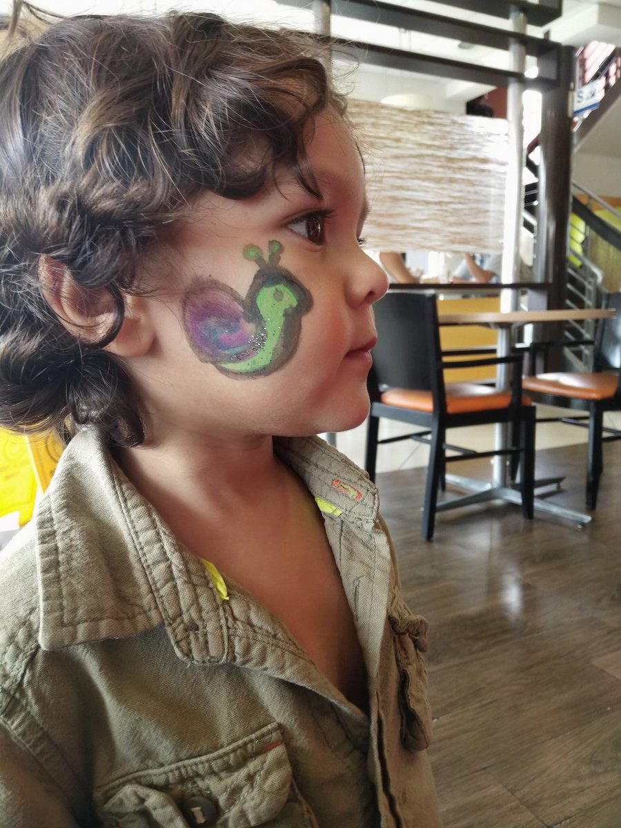 Deb_Bugging's tweet image. A McDonald&apos;s play place was doing face paintings yesterday and my 2 year old requested a snail. The girl was like &quot;oh, never heard that before. Let&apos;s do it!&quot; He was very happy.