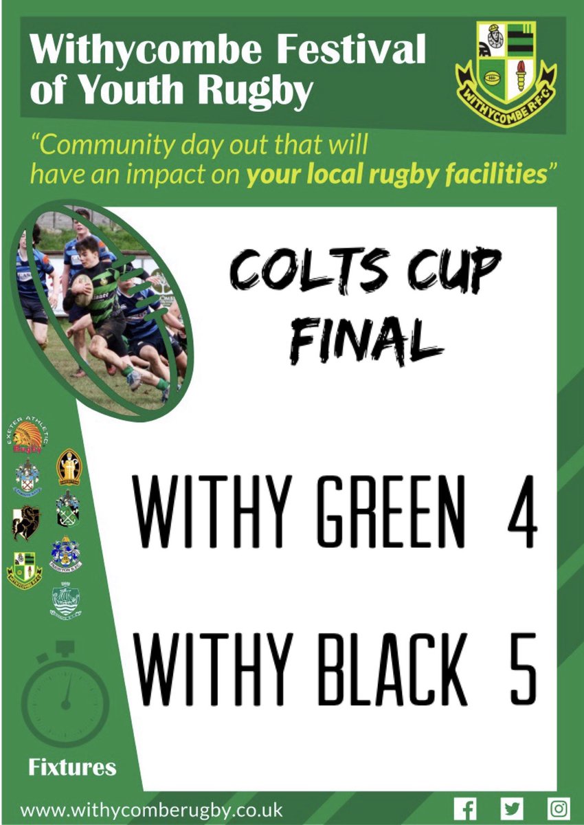 WithycombeRFC's tweet photo. And that’s it!! The games are finished and the prizes are won. Here are your winners:
🏆 Colts Cup: Withy Black
🥇 Colts Triangle: @ExeterRfc
🏆 Girls Cup: #Excombe
🥇 Girls Plate: @CreditonRFC https://t.co/IzEpx7sTPM