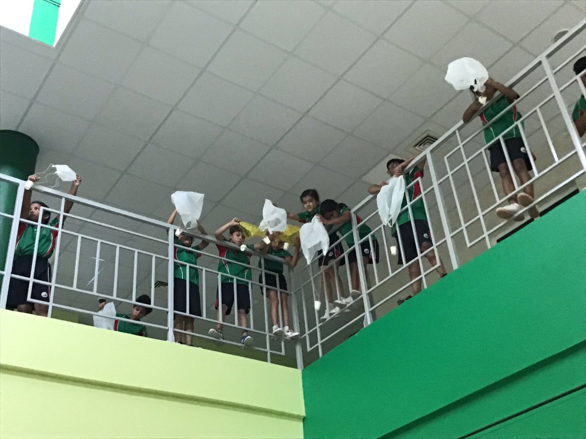DIAB_Grade2's tweet photo. DIABarsha Grade 2 building and testing their own parachutes to determine what factors influence gravitational force on objects. #diabresearchers #diabscientists #diabcriticalthinkers https://t.co/xHn3RBAcGj