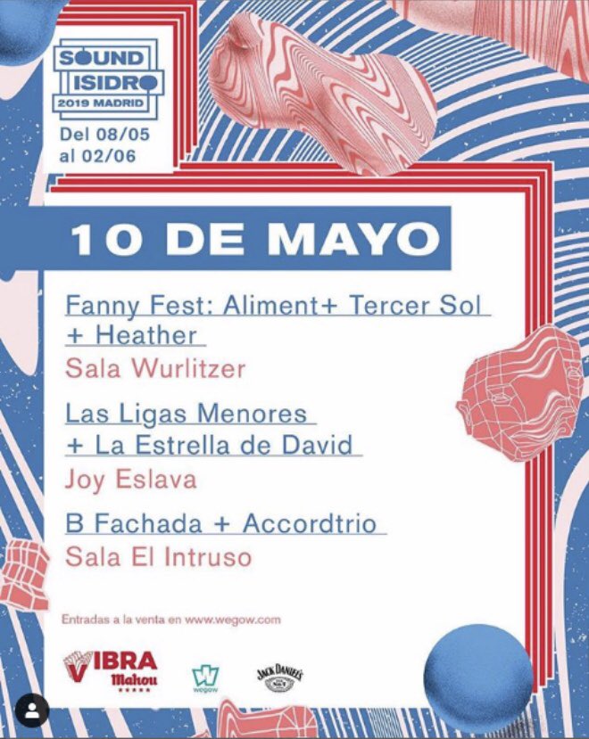 Marilians_Mgzn's tweet photo. Los conciertos del 10 de mayo en Sound Isidro. Más info  https://t.co/hNo1c09csh #soundisidro #marilians #aliment #tercersol #heather #lasligasmenores #laestrelladedavid #bfachada #accordtrio #musica #music #conciertosmadrid #festival #indiemusic #indie #noticia #madrid https://t.co/3sI8VzUnrg