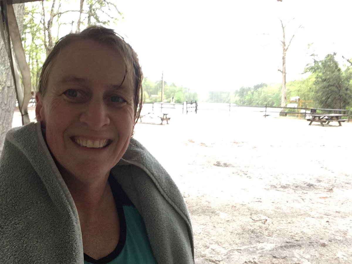 tribuggirl's tweet photo. Cold and rainy swim. Not too bad after the first 5 min. 61-64 degrees F  In the water today. Getting ready for #IMCork2019 https://t.co/ojDDAQoO2I
