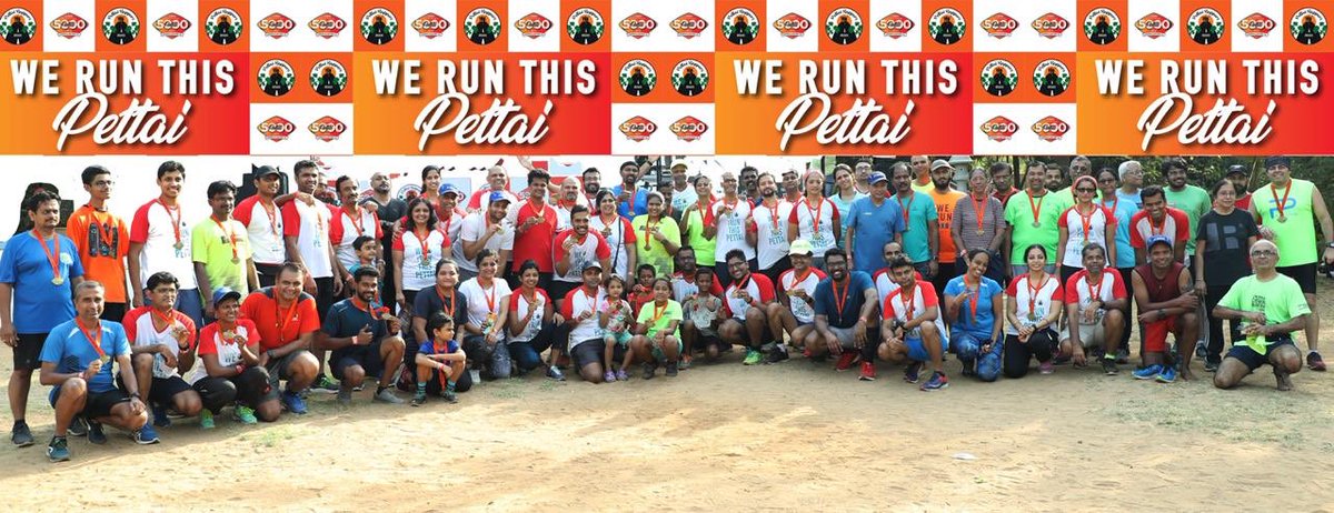 kennybpm's tweet photo. What fun today at the #PR5000. A lovely 5km run in our Pettai! Loved my duty of handing out medals with @HariKrishnaswam @Chennairunners https://t.co/GGyv2zyhvJ