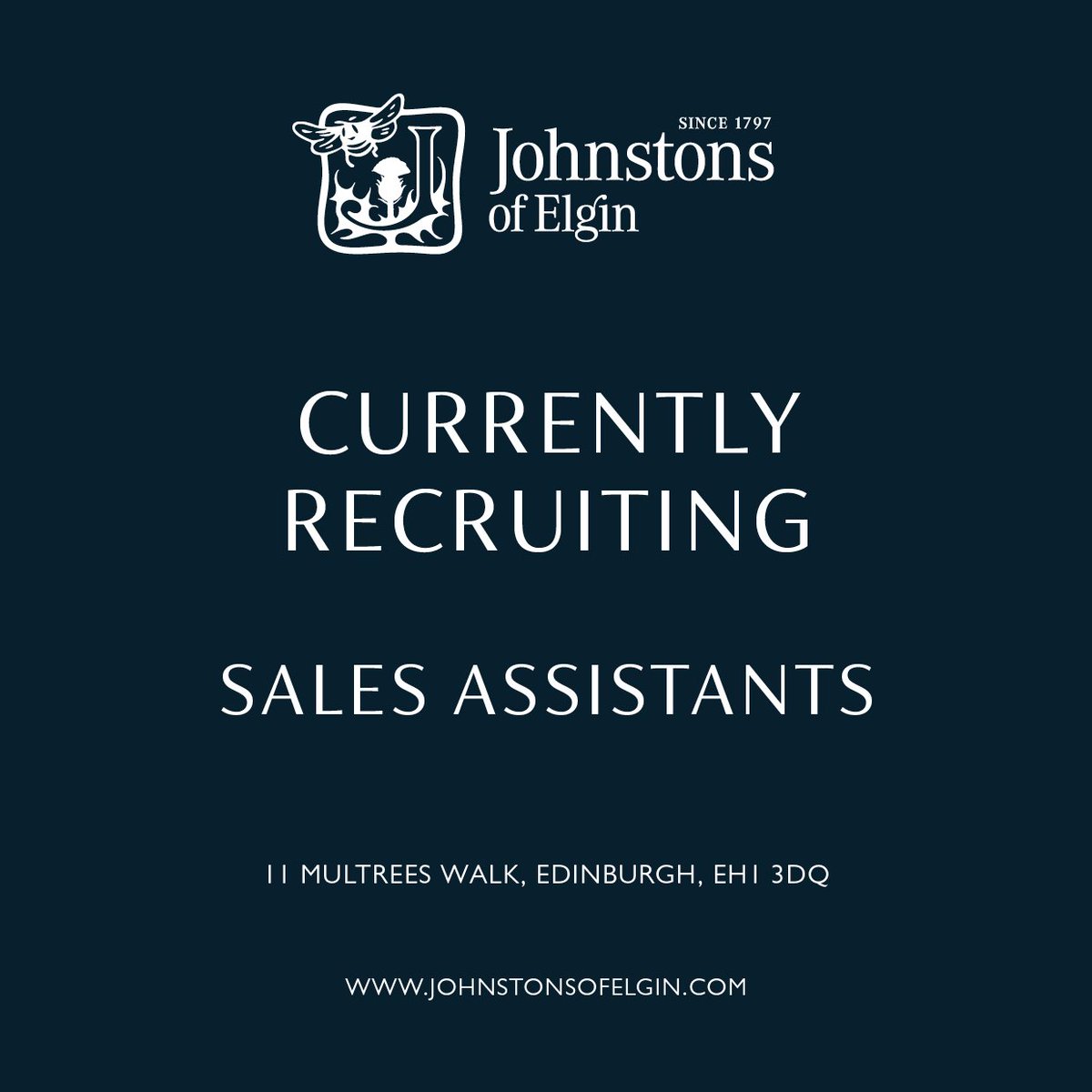 Johnstons_Elgin's tweet photo. Join the team in our newly opened flagship store at 11 Multrees Walk, Edinburgh. For more information and to apply visit our careers page at:
https://t.co/0cDwb7wFLI
#edinburgh #multreeswalk https://t.co/XwmO6mkzCY