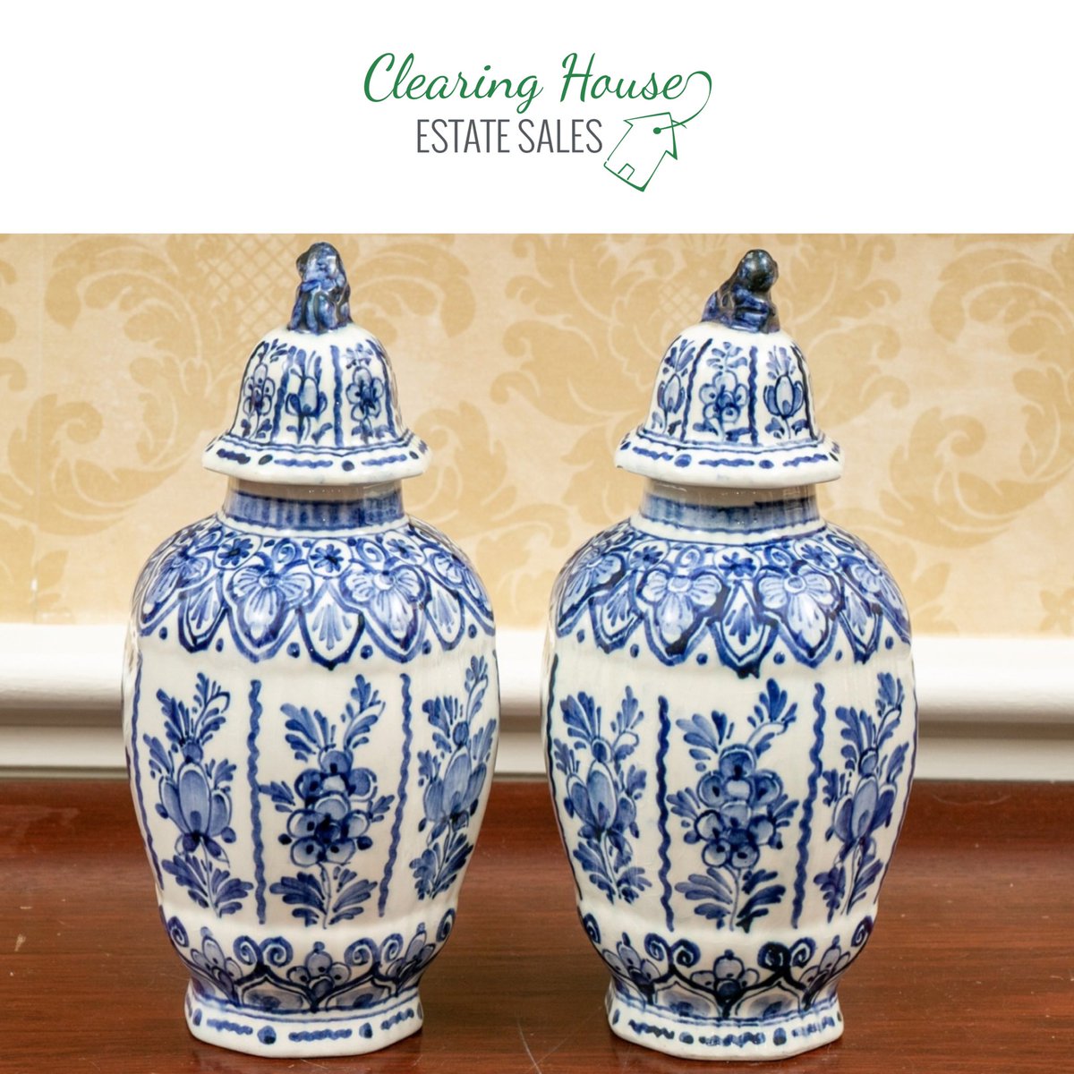 CHESAuctions's tweet photo. Pair Of Small Delft Lidded Jars in our Southport Single Owner, Mill Hill Road CLOSING TONIGHT - Visit https://t.co/637d5aEk38 to bid! https://t.co/47JJkH2I4X