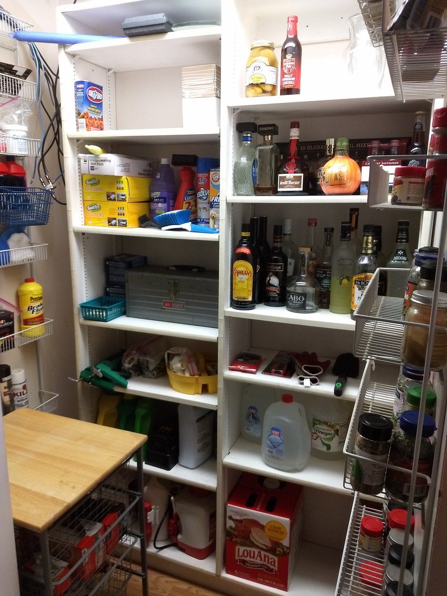 ForTheHoarder's tweet photo. Pretty happy with the utility room. Cleaned all surfaces before putting items only on shelves I can reach easily. Moved a shelving unit into the closet so I can access my washing machine without sliding past it. Tossed three bags of garbage! #springcleaning #cleaning #declutter https://t.co/a1sVNIkFQY