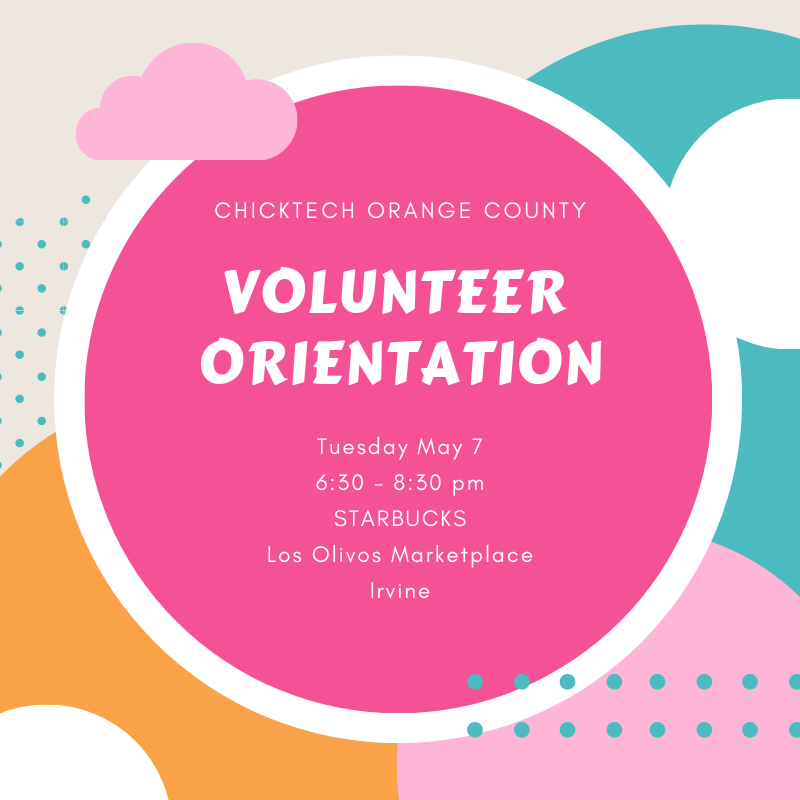 ChickTechOC's tweet photo. Sign up for our Volunteer Orientation today! Become a volunteer with ChickTech Orange County and help us support women and girls in STEM! Link: https://t.co/MsyXk7ECmU
#ChickTechOC #Volunteer #OrangeCounty #Donate #GiveBack #love #OC #Irvine #STEM #Tech #Girls #Women https://t.co/Zs8HsgeCPI