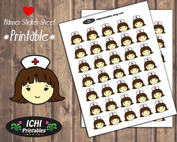 #Kawaii #Girl Nurse Brunette #printable #planner #stickers Download by Ichiprintables (link: etsy.me/2Po49Nd) etsy.me/2Po49Nd   #planneraddict #stationery #diy #planneraddict