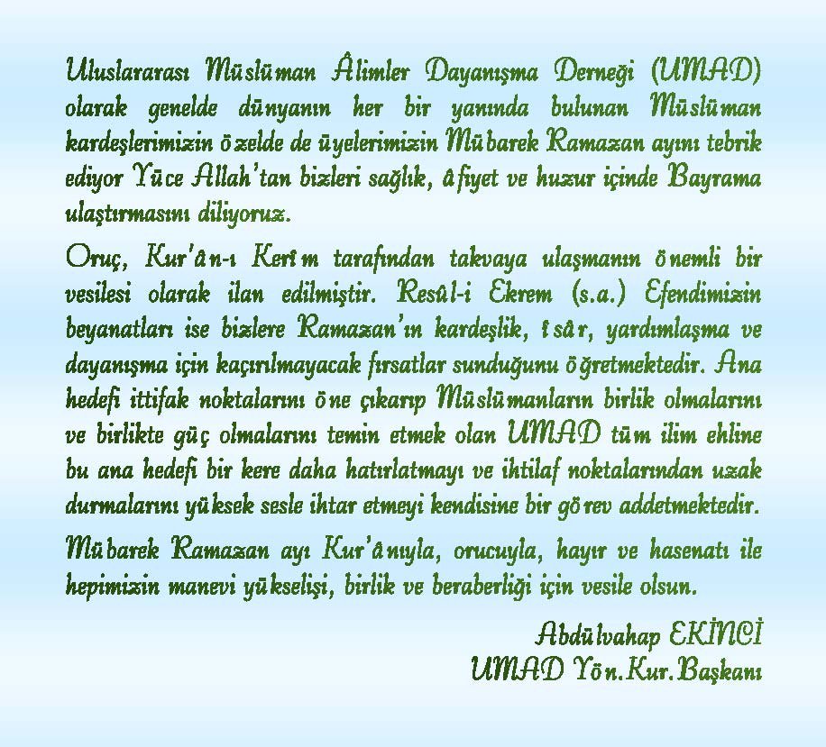 RAMAZAN TEBRİĞİ