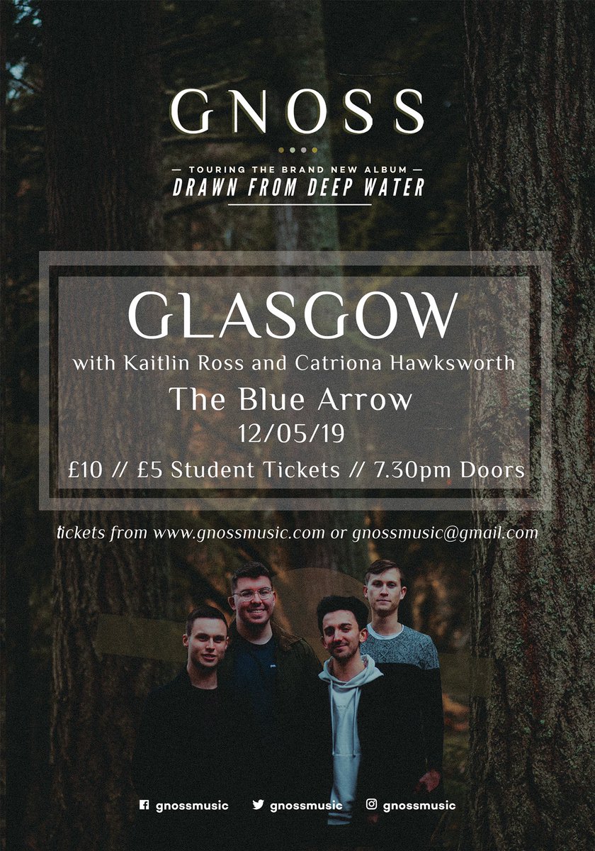 gnossmusic's tweet photo. GLASGOW! We bring our new album Drawn From Deep Water to @BlueArrowJazz this time next week 🌊🌊 £5 STUDENT ENTRY! Tickets: https://t.co/CeIVRCilEL #DFDW https://t.co/UXWv5NQi7u