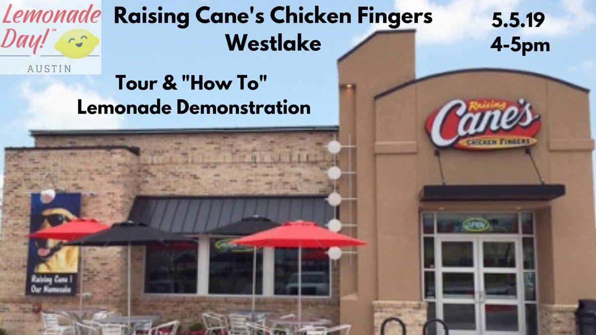 LemonadeDayATX's tweet photo. #FREE this afternoon at @Raising_Canes in Plugerville &amp; Westlake: tours &amp; how to lemonade demos. 3-4pm. Join! #LemonadeDayAT https://t.co/BhpkLPN0Jx