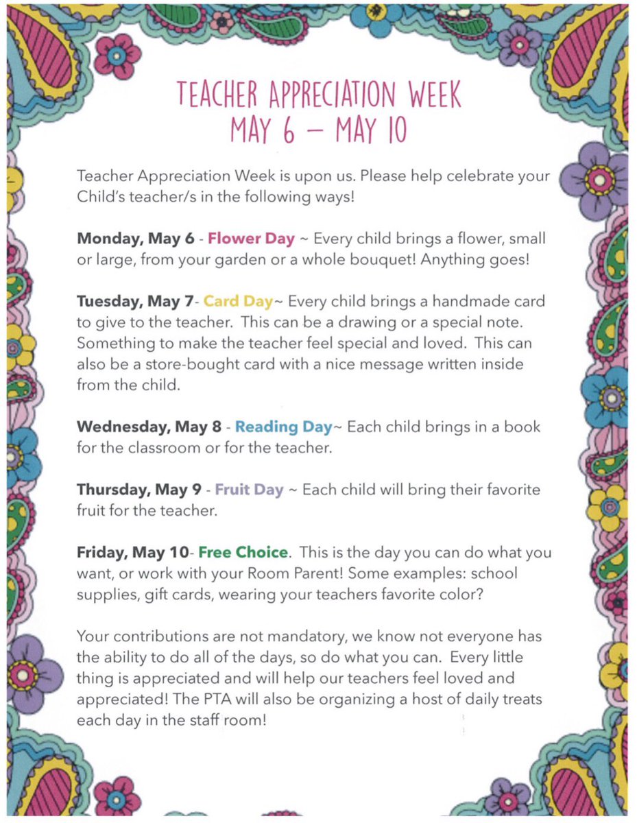 LandelsPta's tweet photo. It’s teacher appreciation week! Let’s show our teachers some love #TeacherAppreciationWeek #landelspta @mvwschools https://t.co/XDm7rDXUzR