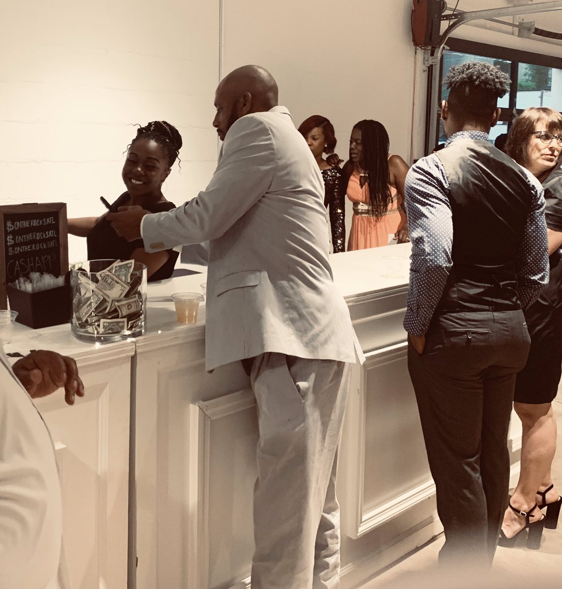 ontherocksatl's tweet photo. Cocktail hour at The Stokes Wedding yesterday!!! #ontherocksatl #OTRMB #wedding #becomingthestokes #mobilebartending #mobilebar #eventplanner #instadaily #explorepage #laughter #jokes #factoryatlanta #atl #party #spring #cincodemayo #sundayfunday #eventbar #mobilebartenders https://t.co/KEuMjryUHg