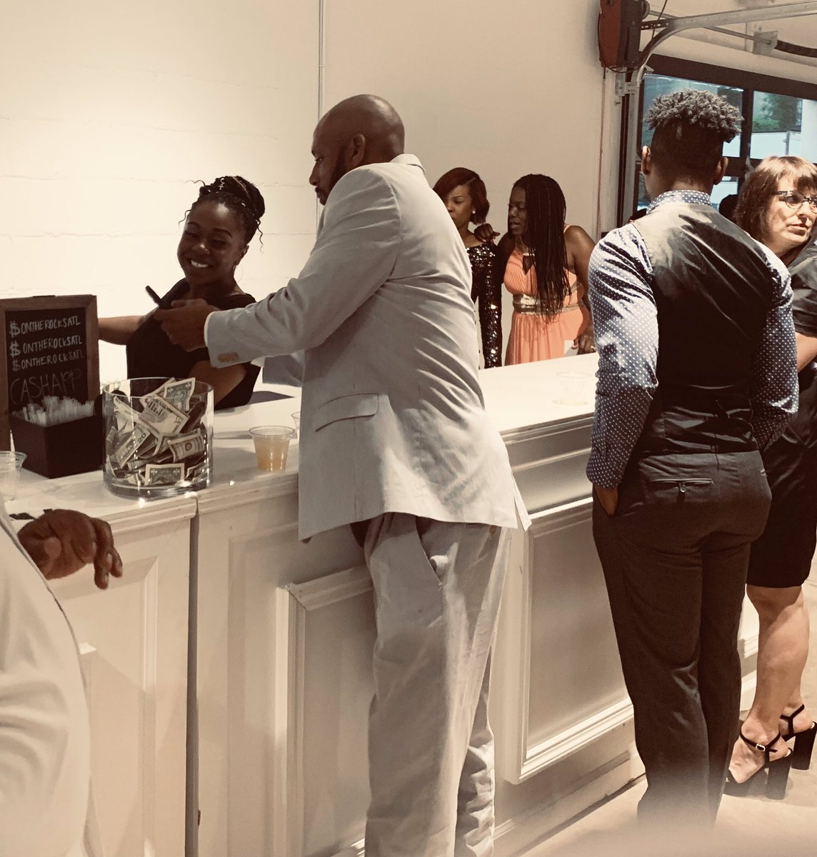 Cocktail hour at The Stokes Wedding yesterday!!! #ontherocksatl #OTRMB #wedding #becomingthestokes #mobilebartending #mobilebar #eventplanner #instadaily #explorepage #laughter #jokes #factoryatlanta #atl #party #spring #cincodemayo #sundayfunday #eventbar #mobilebartenders