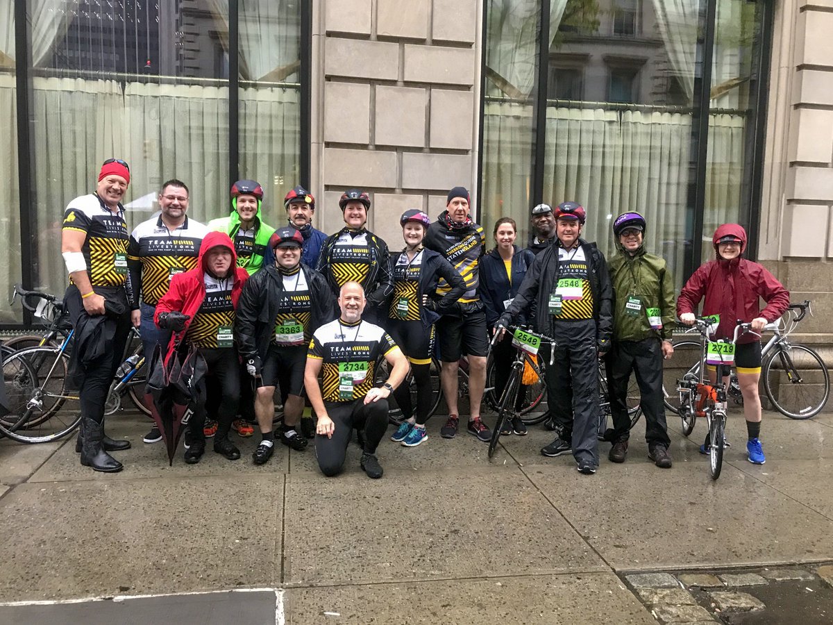 livestrong's tweet photo. Congratulations to Team LIVESTRONG for crossing the finish line at the Five Boro Bike Tour in NYC! Thank you for going above and beyond our $50,000 fundraising goal and raising $55,400 to help us make a difference for those who are fighting cancer #OneInTheFight https://t.co/xv2dxW5MU4