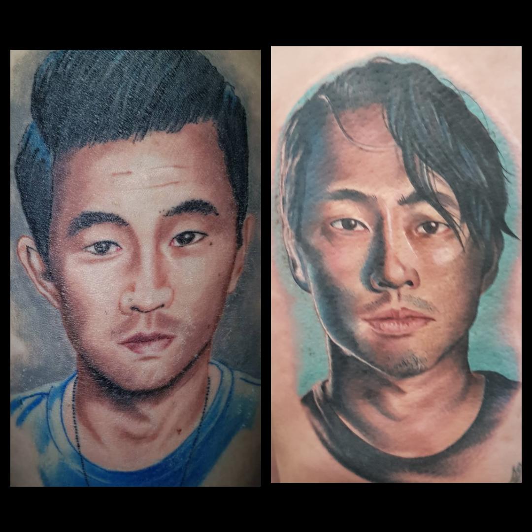 Both healed beautifully in 2 weeks 😍 @SimuLiu (@steveyeun pupil needed a top up) Sorry guys if I'm being an annoying fan 🙈 I'll stop with the tags now #ink #tattoo #simuliu #stevenyeun #asianactors