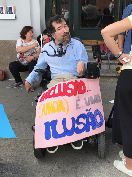 ENIL_EU's tweet photo. #ILDay19 celebration in Porto, Portugal

[Photos show a woman and two men, all wheelchair users, holding a banner. Last photo shows a group of wheelchair users in the street.] https://t.co/h1lPmOwYE7