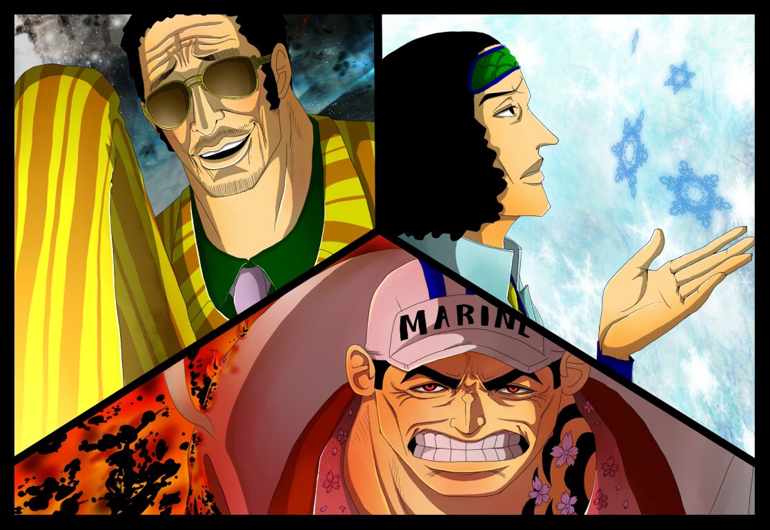 椿 冬華 絵本出版中 過去絵 ワンピース 三大将 イラスト この三大将の安心感は異常よな 過去絵はほぼ大学時代に描いたやつです 当時はむっちゃ描きまくってたなぁー