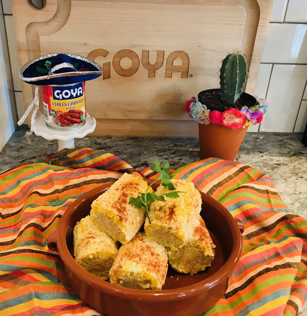 GoyaFoods's tweet photo. Look ๐ whatโs cookinโ in #GoyaChef Fernandoโs kitchen tonight for #cincodemayo ๐๐ฝ Cielito Lindo + Mexican Street Corn ๐ฝ + Smoky Chicken Tortilla Lasagna ๐ Find the recipes on https://t.co/EhrG7Ctkya #cheflife #goya #goyafoods #latincooking https://t.co/0OWSYIrjBy