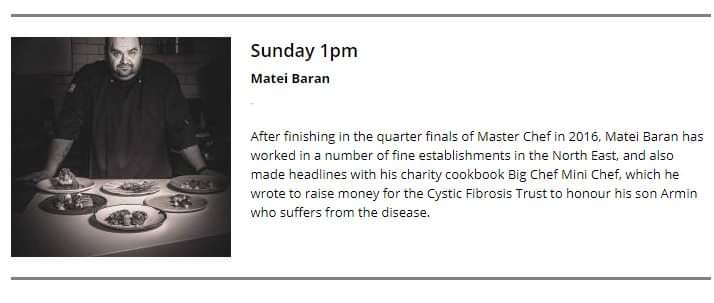 chefmateibaran's tweet image. Excited to announce that I will hold a live cooking demonstration on Sunday 12 May at 1 pm part of Living North  Food Festival-Newcastle Race Course.Great to see my name alongside with some of the best chefs from North East.@Living_North @BigChefMiniChe2 #cookingdemo #northeast