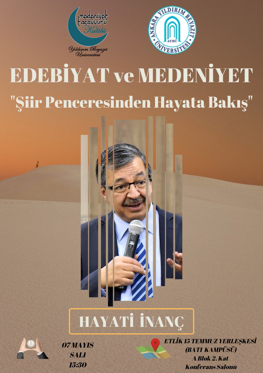 7 Mayıs Salı günü Hayati İnanç'ın katılımıyla gerçekleşecek "Edebiyat ve Medeniyet"  programımıza herkesi bekliyoruz. <a href="/hayatiinanc/">hayatiinanc</a> <a href="/ybuankara/">Ankara Yıldırım Beyazıt Üniversitesi</a> <a href="/drMetinDogan/">Prof.Dr.Metin Doğan</a> @AYBUHUKFAK <a href="/usanfatih/">M. Fatih Uşan</a>