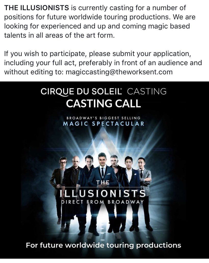 Exciting opportunity for the magic world with @Illusionists7