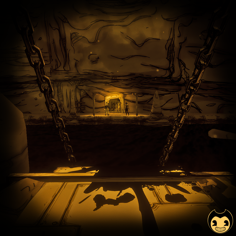 Bendy's tweet photo. Kicking away from shore for a weekend of adventure in the inky darkness. What shall we do, where shall we go? Oh the opportunities! #BATIM #Bendy #ScreenshotSaturday #bendyandtheinkmachine #fightyourdemon #bendychapterfive https://t.co/4L5boqNkYZ