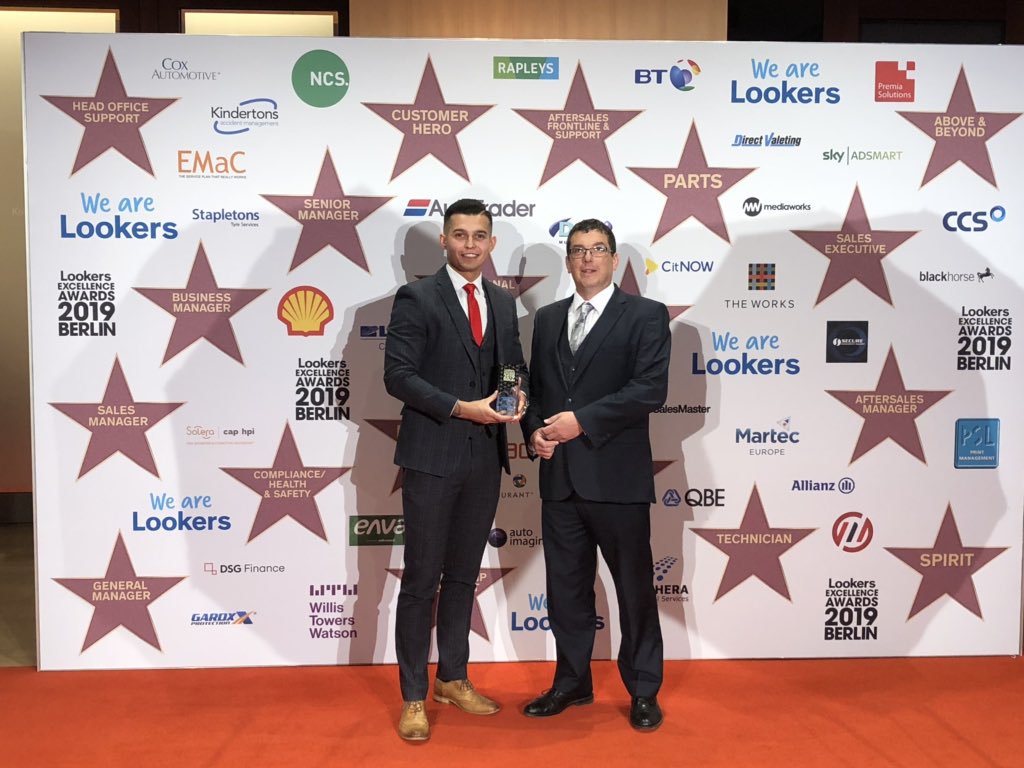 LookersGroup's tweet photo. Congratulations to the second round of winners! Apprentice/trainee, Patryk Barylski. Above &amp; beyond, David Snodgrass. Best Newcomer, Lucy Curtis. Finance, Mark Cuthbertson. 🎉  #LookersExcellenceAwards #LookersAwardsBerlin https://t.co/xj6BbmJioa