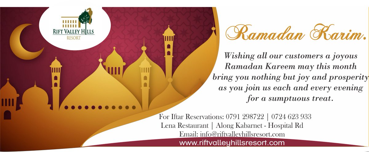 rifthills's tweet photo. As we join hands with our brothers and sisters to commemorate the holy month of Ramadan join us each and every evening for a taste of: juicy Koriema goat chops, lamb cutlet, grilled Chicken, among much more 🕌🌍👨‍🍳🍛🌅🌙📓
#Ramadan #Iftar #IftarSpecial #riftvalleyhillsresort https://t.co/HTE8UrMdLK