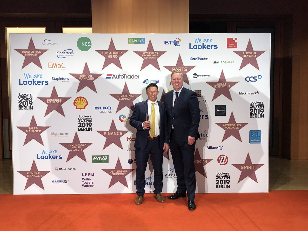 LookersGroup's tweet photo. More winners from the night so far....Well done to you all! Spirit award, Nigel Tweddall. Compliance/Health &amp; Safety, Ian Johnson and Andy Longson. And Customer hero Val Bainbridge! 🎉 #LookersExcellenceAwards #LookersAwardsBerlin https://t.co/TarqrhuYGl
