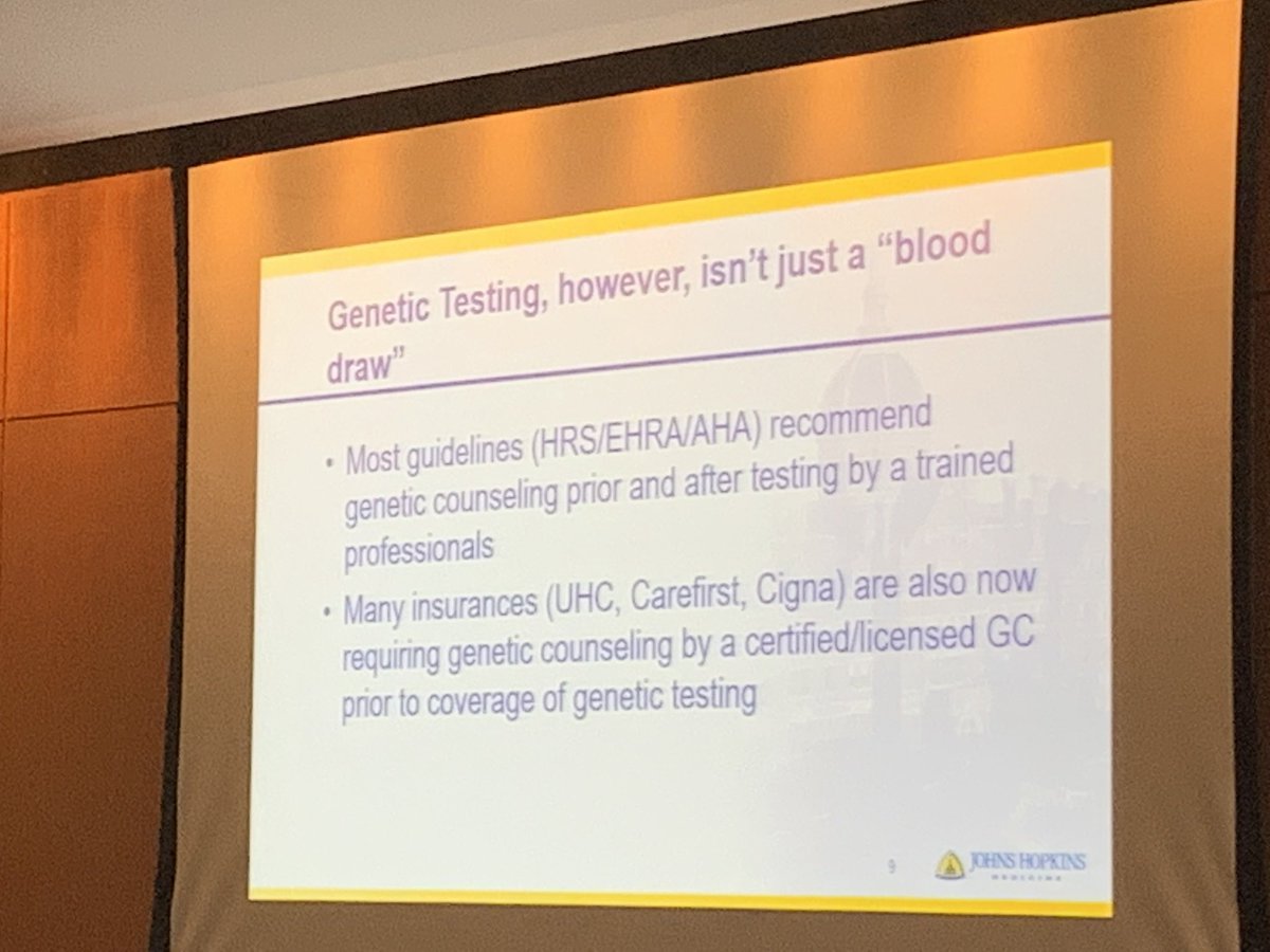 .@murray_bdye says genetic testing isn’t just a blood draw! #HopkinsARVC19 #HopkinsInHealth #PrecisionMedicine #ARVC