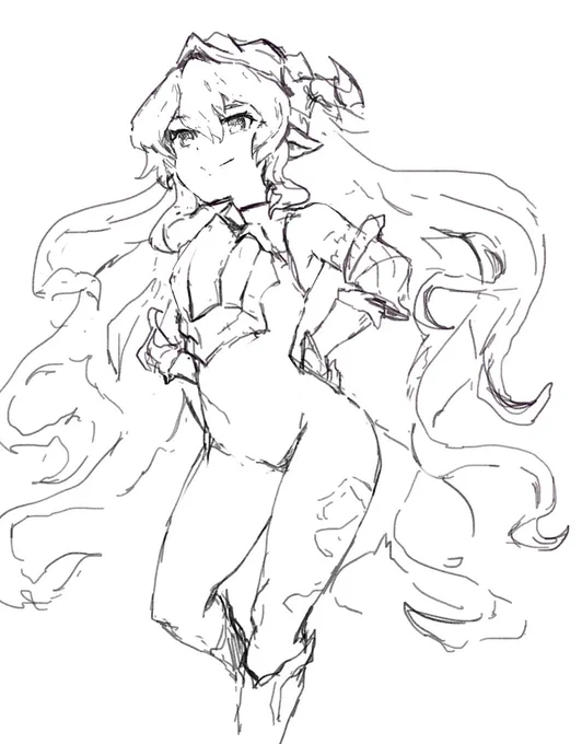 Medusa doodle. Now if only these free rolls weren't terrible.#GranblueFantasy #グラブル 