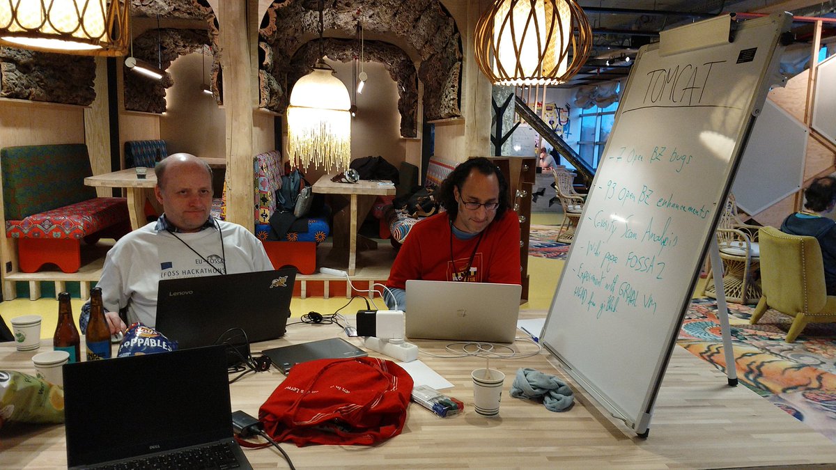 saranjitarora's tweet photo. #fosshackathons #eufossa #OpenSource @EU_DIGIT @TheASF After an intense 2 days, the EU-FOSSA 2nd Hackathon finished with a triumphant bang! PGP key signing dance, wide-eyed aha's, ideas/business card exchanges, promises to collaborate, bottles of Belgian beer - where art thou?? https://t.co/o474kSoFqO