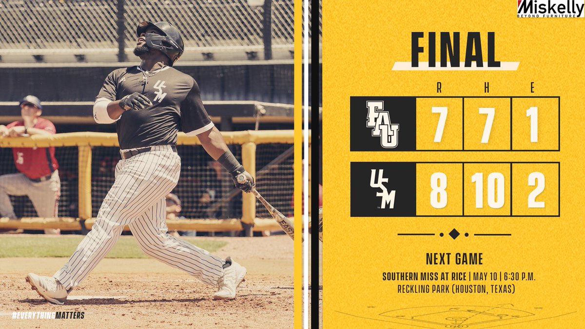 SouthernMissBSB's tweet photo. FINAL | Sole possession of first in Conference USA. 

#SMTTT https://t.co/XTiA0fssWB