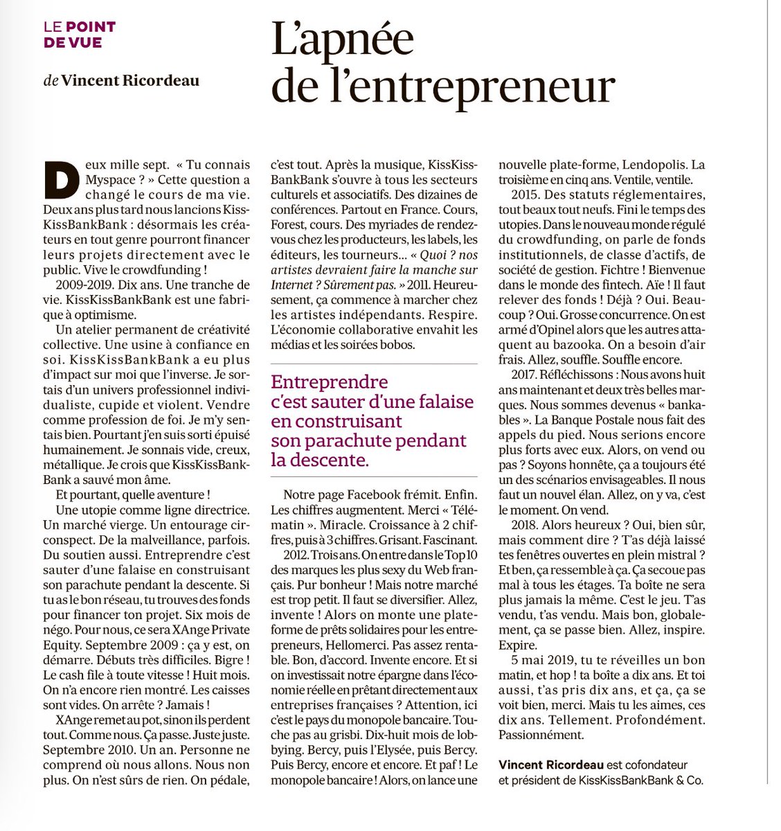 La vie d’entrepreneur de la #FinTech merci <a href="/VinceRicordeau/">Vincent Ricordeau</a> pour ce partage d’expérience ! #leveesefonds #vismaviedentrepreneur #nevergiveup #resilience #testandlearn