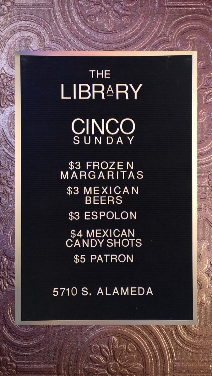 THE LIBRARY IS NOW OPEN

JOIN US FOR OUR GRAND OPENING AND CINCO DE MAYO CELEBRATION 

MUSIC BY DUAN GOTTI 10-2AM
.
.
.
.

#getlit #thelibrary #thelibrarycc #corpuschristi #corpuschristitx #sportsbar #cincodmayo #tamucc #goders #sundayfunday #margarita #tequilashots