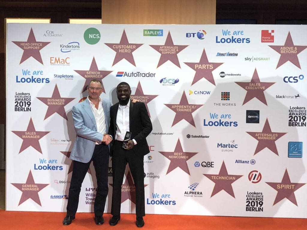 LookersGroup's tweet photo. Congratulations to the next group of winners! Sales Manager, David Robinson. Business Manager, Tom Maher.
Head Office Support, Ibby Olatunde. Aftersales manager, Vik Patel. 🎉#LookersAwardsBerlin 
#LookersExcellenceAwards https://t.co/THYTDf71nN