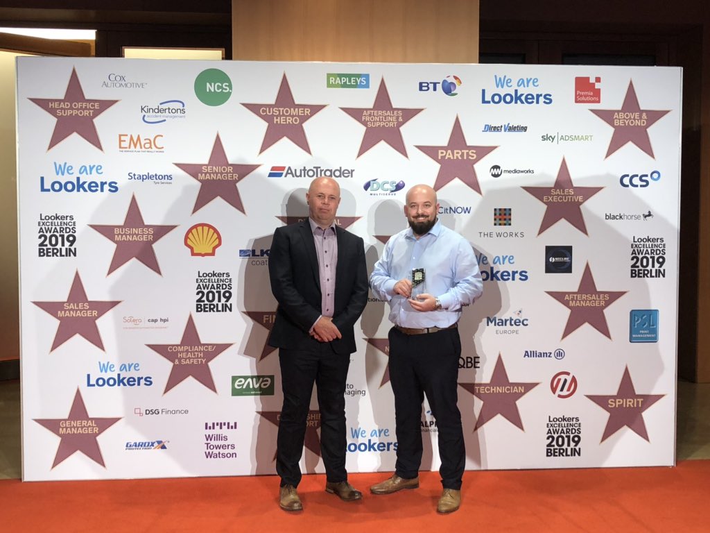 LookersGroup's tweet photo. Congratulations to the next group of winners! Sales Manager, David Robinson. Business Manager, Tom Maher.
Head Office Support, Ibby Olatunde. Aftersales manager, Vik Patel. 🎉#LookersAwardsBerlin 
#LookersExcellenceAwards https://t.co/THYTDf71nN