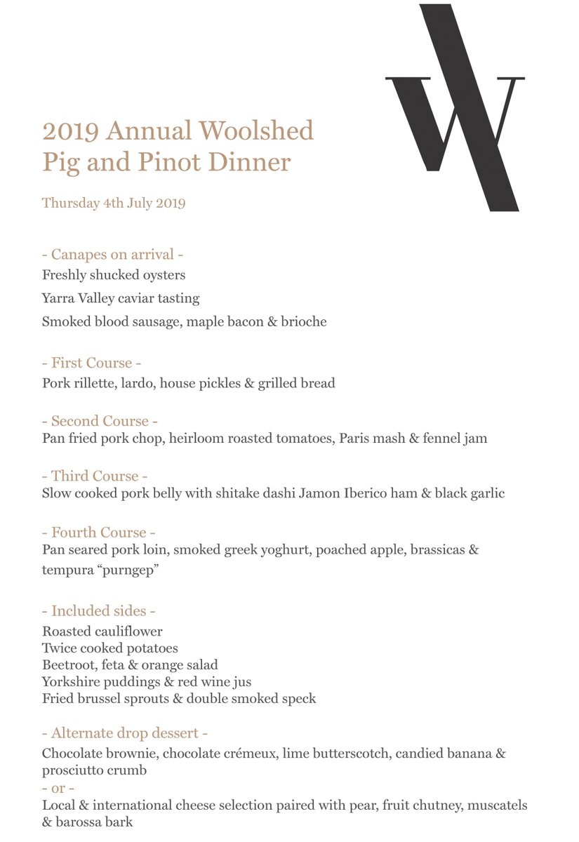 Here it is, the moment you have been waiting for, the Pig &amp; Pinot 2019 menu reveal! These are the incredible dishes our head chef and his team will be serving for this years Pig &amp; Pinot dinner. Grab your ticket now trybooking.com/BCGXE @chefjordanmonkhouse