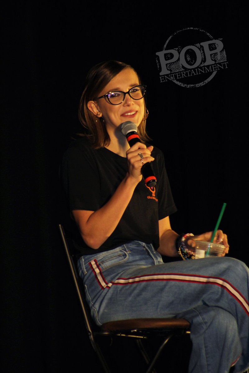 PopEntCom's tweet photo. The queen of @Stranger_Things and @eggo - Millie Bobby Brown during her Q&A at #StrangerConNJ https://t.co/1qhziejW6w