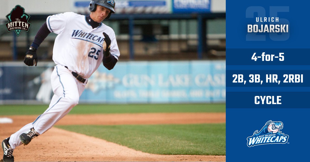 Congratulations to outfielder <a href="/UlrichBojarski/">Ulrich bojarski</a>, who hit for the cycle Sunday in Burlington. He becomes the first <a href="/wmwhitecaps/">West Michigan Whitecaps</a> player to accomplish the feat since Michael Hernandez in 2006. #RoadToDetroit #MotorOn