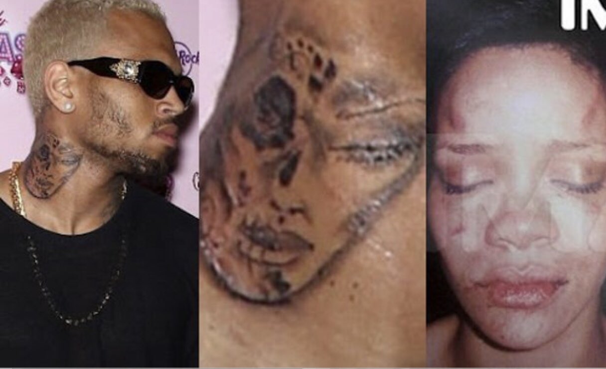 os tengo que recordar que Chris Brown se tatuó la cara de Rihanna maltratad...