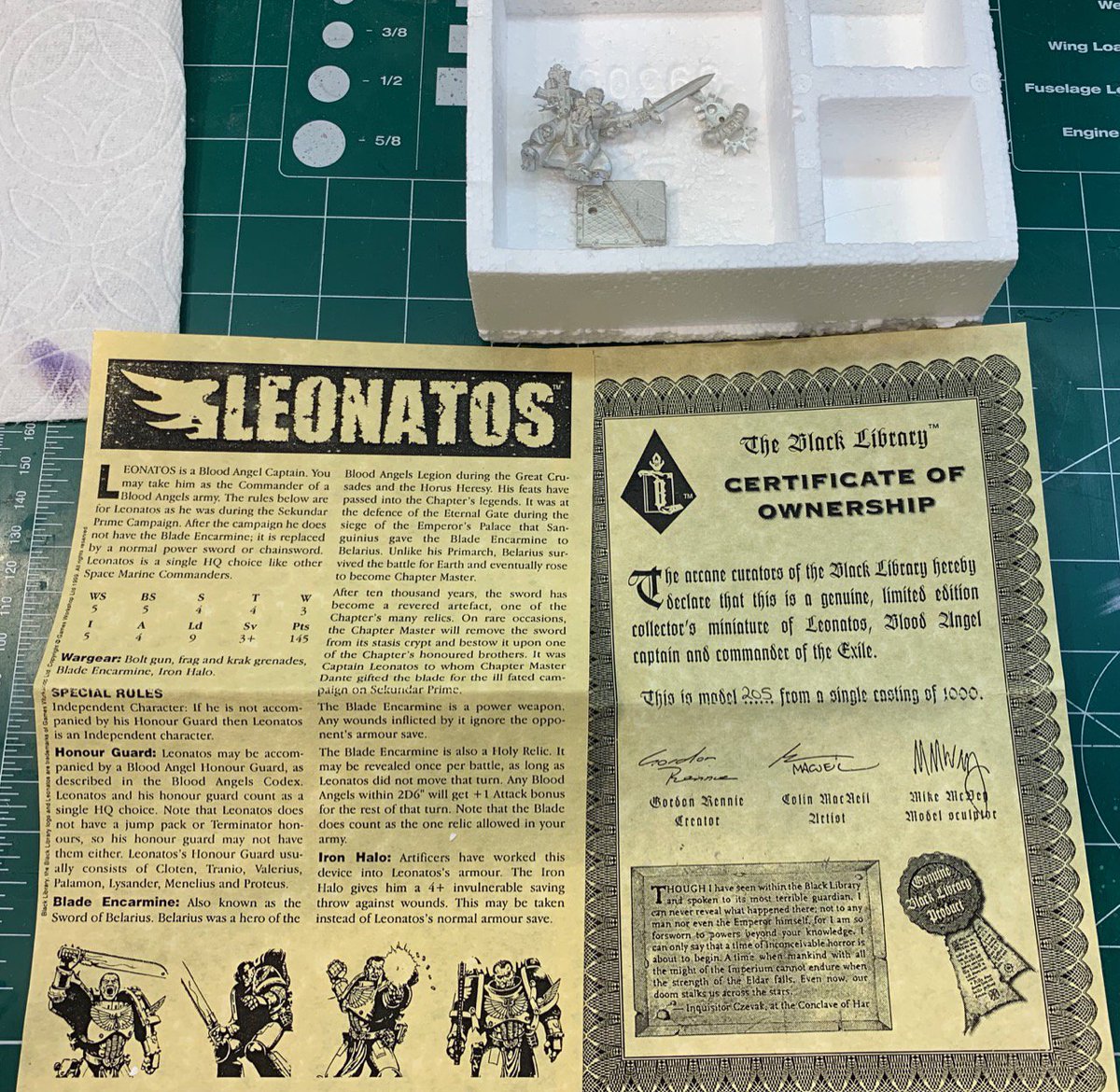 Did a little re-organizing today and found this, a 1999 fig from the BL weekender.  Leonatos was the Captain on a Bloodquest...  great name for a series... Do I dare build and paint him? #memories Thanks Matt!!!