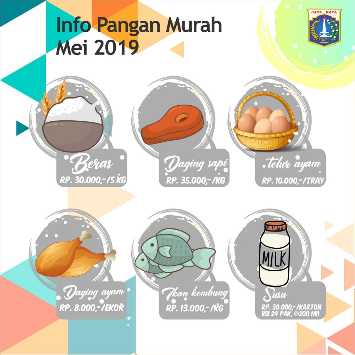 DKIJakarta's tweet photo. Nah, ini dia jadwal pangan murah Bulan Mei 2019, yang bisa diakses pukul 08:00 - 12:00!⁣
⁣
#DKIJakarta⁣
#Jakarta⁣
#PemprovDKIJakarta⁣
#PanganMurah⁣
#DKPKP⁣
#KJPPlus⁣
#KartuPekerja⁣
#PJLP⁣
#KartuLansiaJakarta⁣
#PasukanOrange⁣
#PasukanBiru⁣
#KartuPekerja https://t.co/7mWClNcHXK