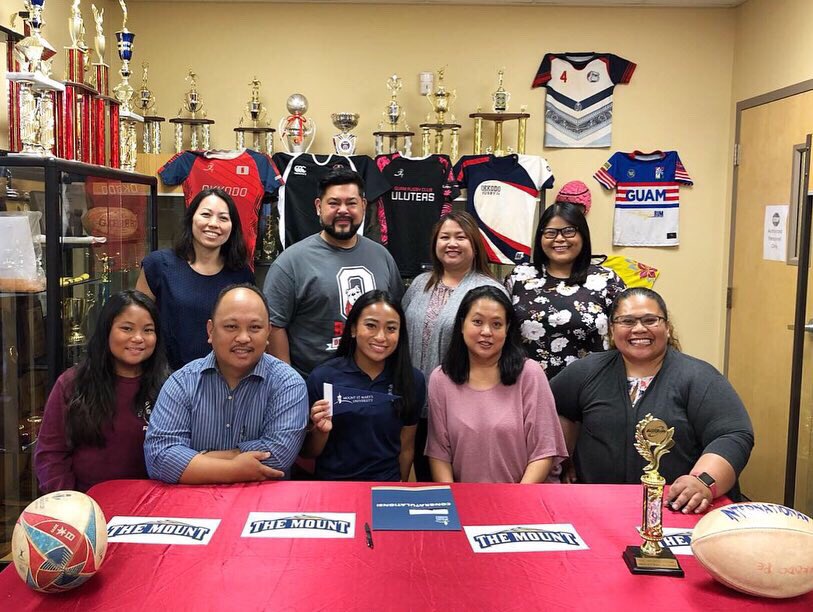 GuamDOE's tweet photo. Congratulations to Okkodo High School senior Mara Tamayo! She officially signed and accepted her Division I rugby and academic scholarship to Mount St. Mary’s University Monday morning. Tamayo begins classes this fall. Way to go, Mara! #GuamDOE https://t.co/qY7xXiemRI